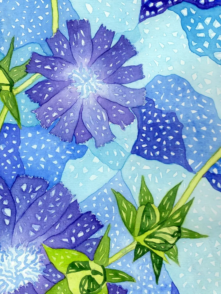 Original watercolor painting. Flowers . Abstraction.