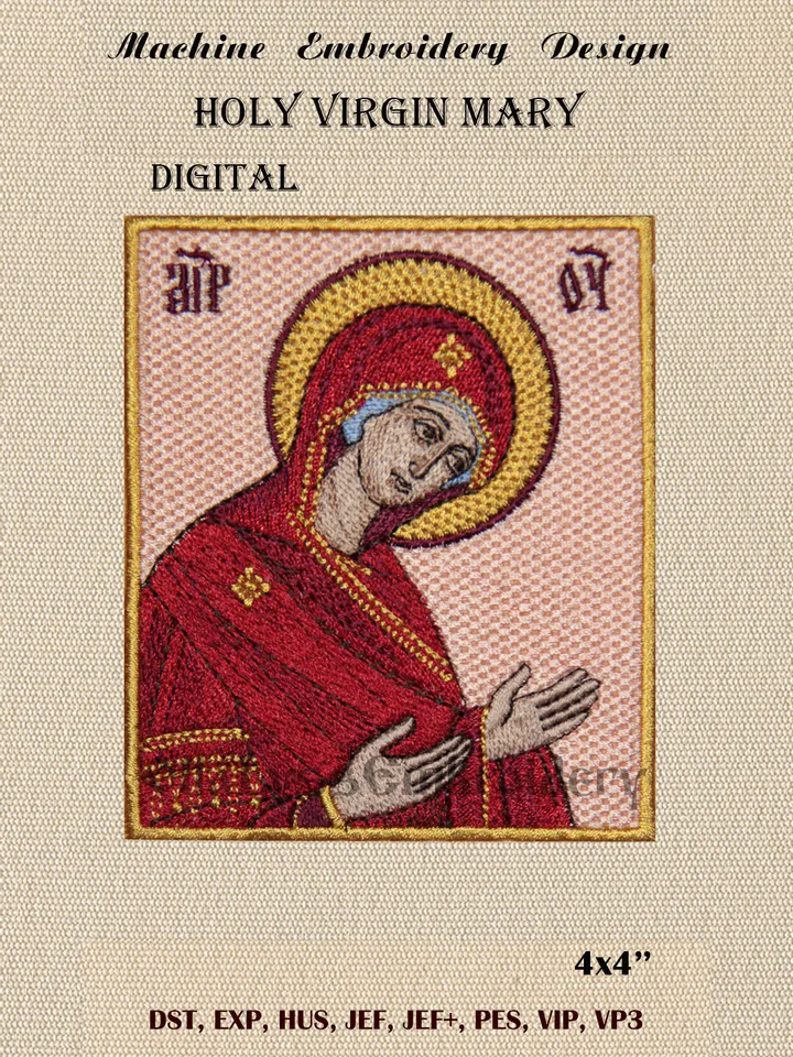 Holy Virgin Mary embroidery design