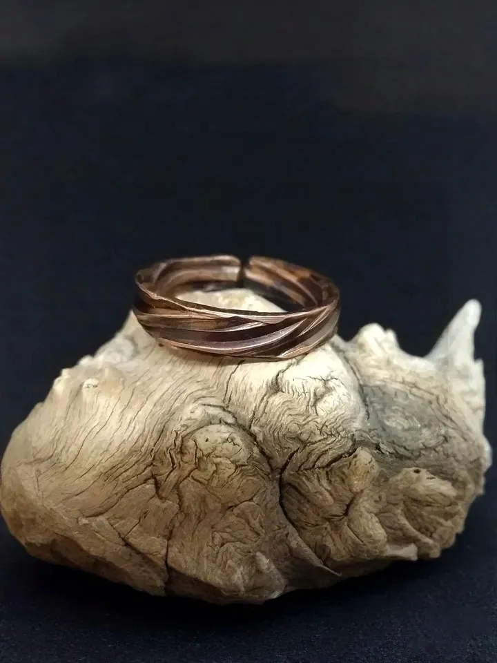 Rustic Copper Ring Textured Copper Band Ring for Men 7th Anniversary Gift Alternative Engagement Ring