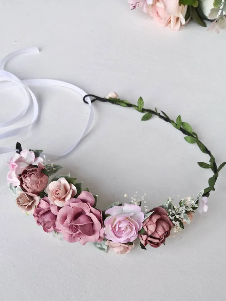 Flower girl Crown, Dusty flower crown, Flower Halo, Wedding flower cro