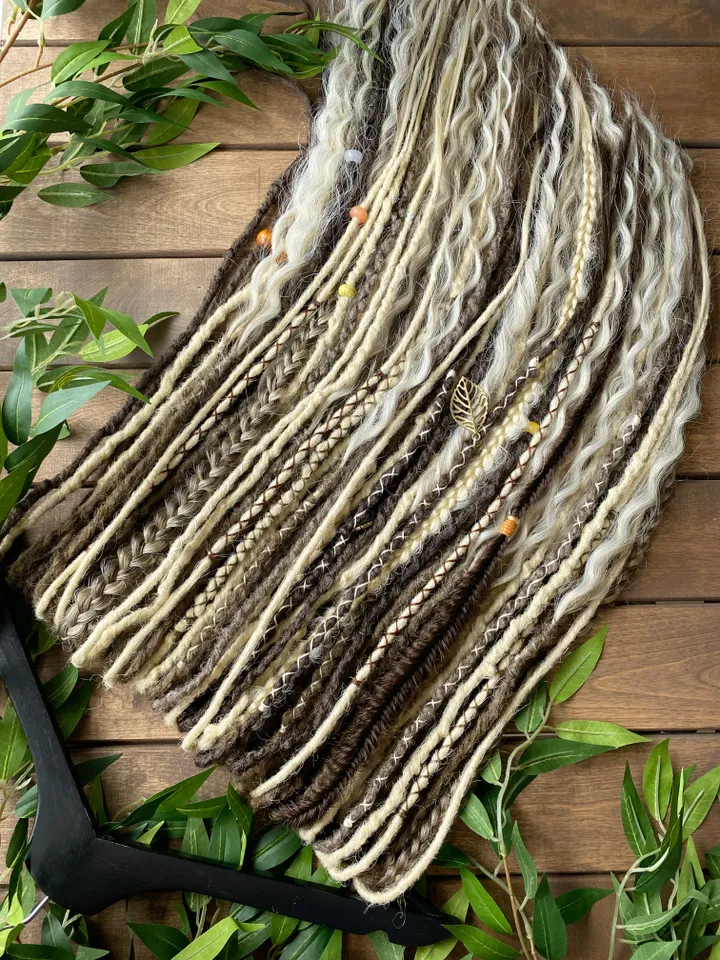 Brown and blonde boho style synthetic curly De dreadlocks and braids Ready to Ship
