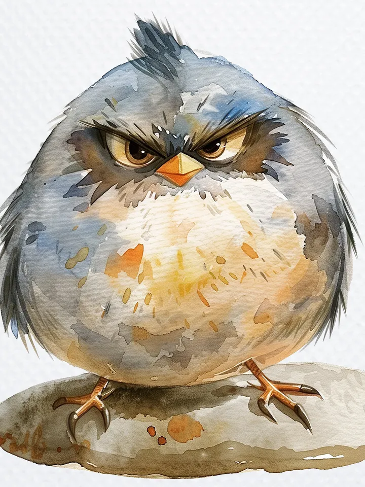 18 Grumpy Birds png Clipart, Cute Fluffy Birds png sublimation, Watercolor clipart, Digital Clipart, Birds sublimation, Printable clipart