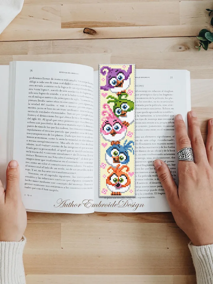 Bird bookmark cross stitch pattern PDF download Funny birds cross stitch chart, Cute bookmark pattern digital PDF, Bird lover gift #B419