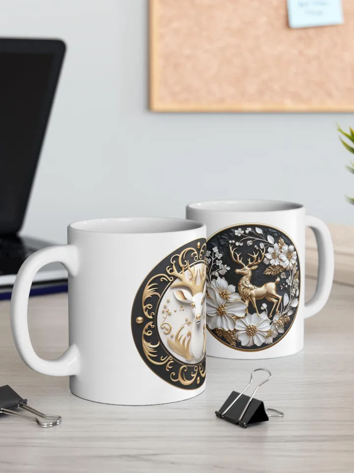 Elegant Floral and Deer Design Ceramic Mug - Perfect Gift for Nature Lovers | Coffee Lovers | Housewarming | Birthdays