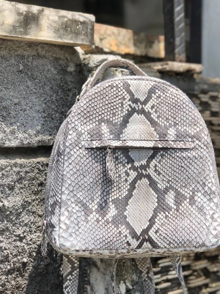 Women Python Skin Backpack | Genuine Python Skin Backpack | Exotic Leather Bags | Summer Snakeprint Backpack | Women Sport Shick Backpack