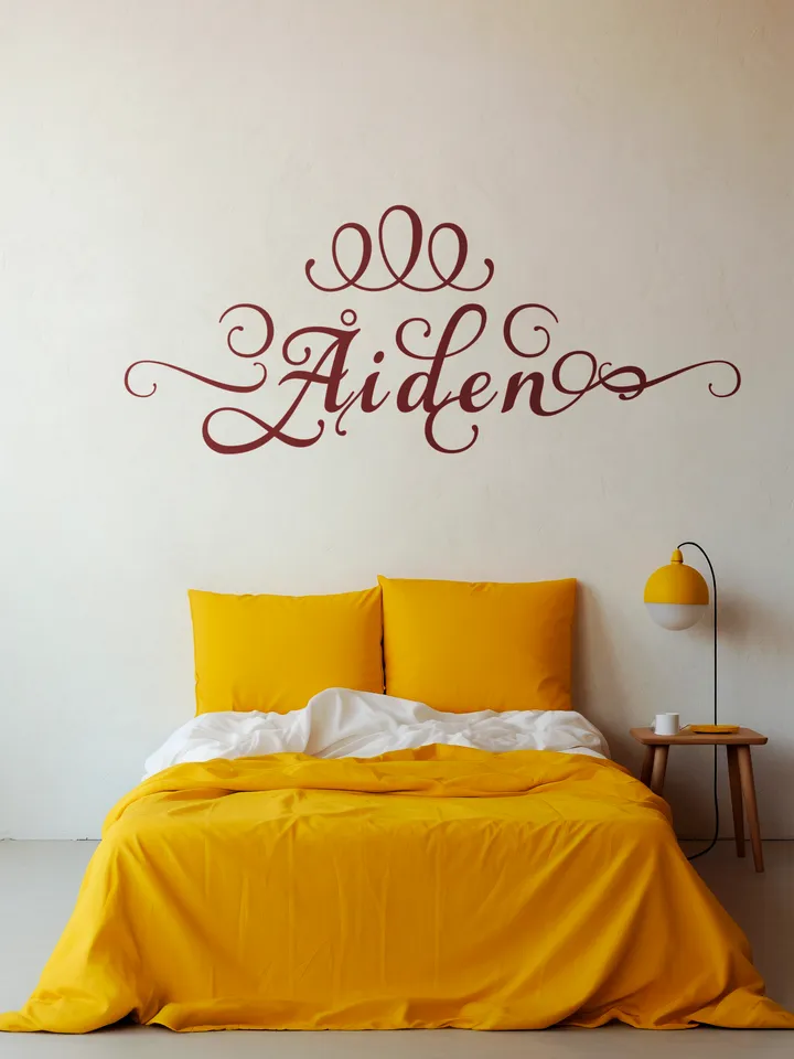 Aiden - name in Samantha style with bright letters, digital design