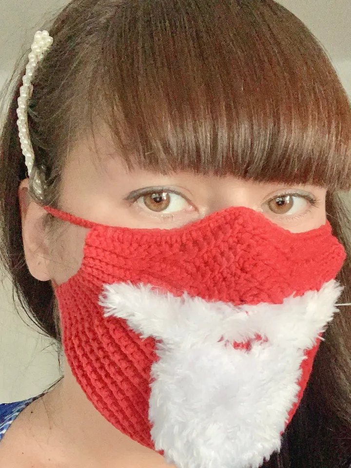 Face crochet Santa’s beard mask, cotton face mask, washable mask, eco friendly mask, adult mask, anti dust mask, Santa’s antennae and beard