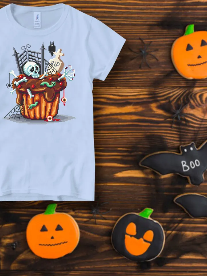 Halloween cupcake cross stitch pattern download PDF Spooky cross stitch Baking Beginner stitch Happy Halloween embroidery Sweet Food #H16