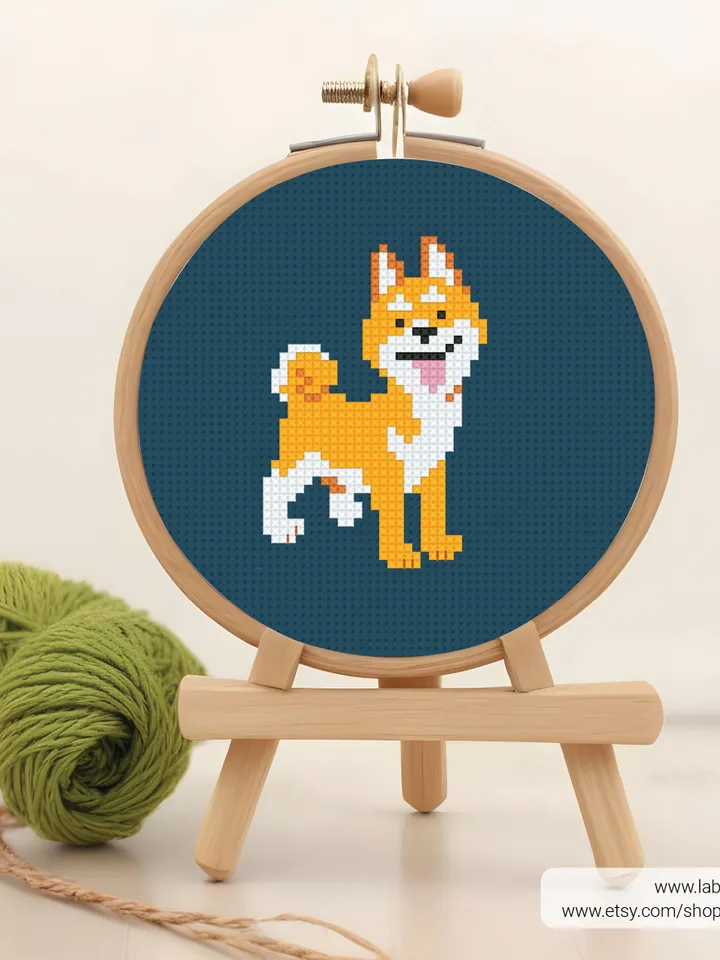 Bundle of 7 mini Shiba Inu dog Cross stitch patterns, puppy, pet, animals, beginner counted, modern chart, gift DIY, embroidery, instant PDF
