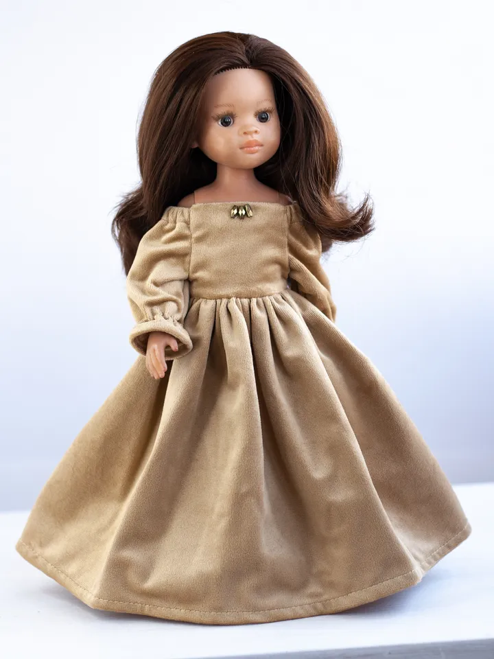 Paola Reina doll clothes, Little Darling by Dianna Effner dress, 13 inch dolls waist 13 - 14,5 cm, long doll dress