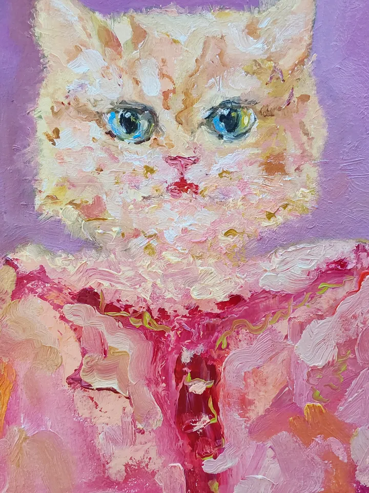 Oil painting on canvas "Portrait of a cat" 30x30cm (12x12inch)