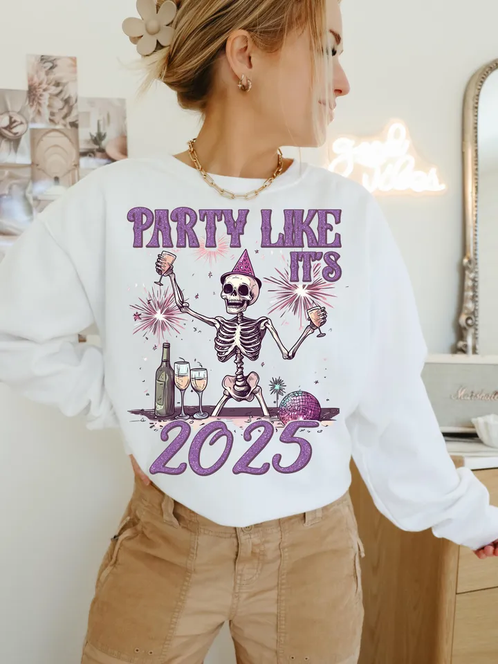 Party Like its 2025 Png, Disco Ball Coquette Bow, Happy New Eve Celebration Png, Trendy Happy New Year, Sublimation Designs