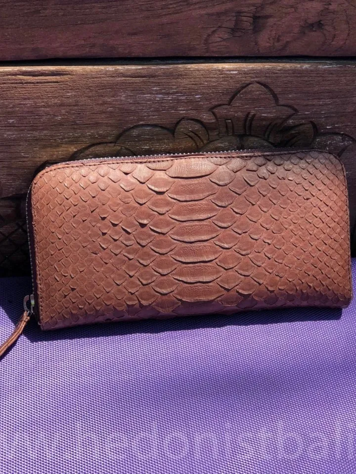 Genuine Python Skin Brown Wallet | Unisex Wallet | Exotic Leather Wallet | Handmade Python Wallet | Unisex Wallet | Leather Portmone