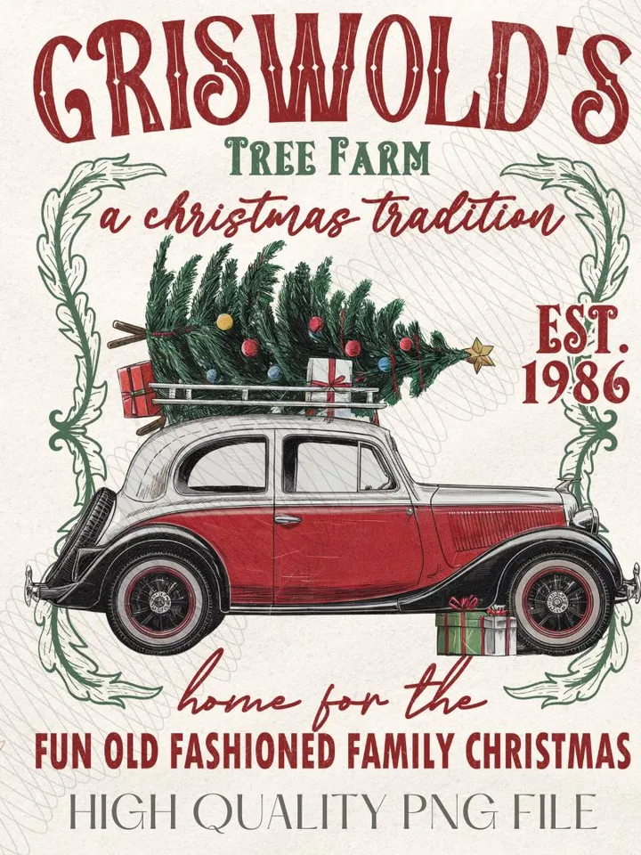 Griswold Christmas Tree Farm PNG Merry Christmas Png Christmas Vacation PNG Family Christmas Png Christmas Movie Png Retro Christmas png