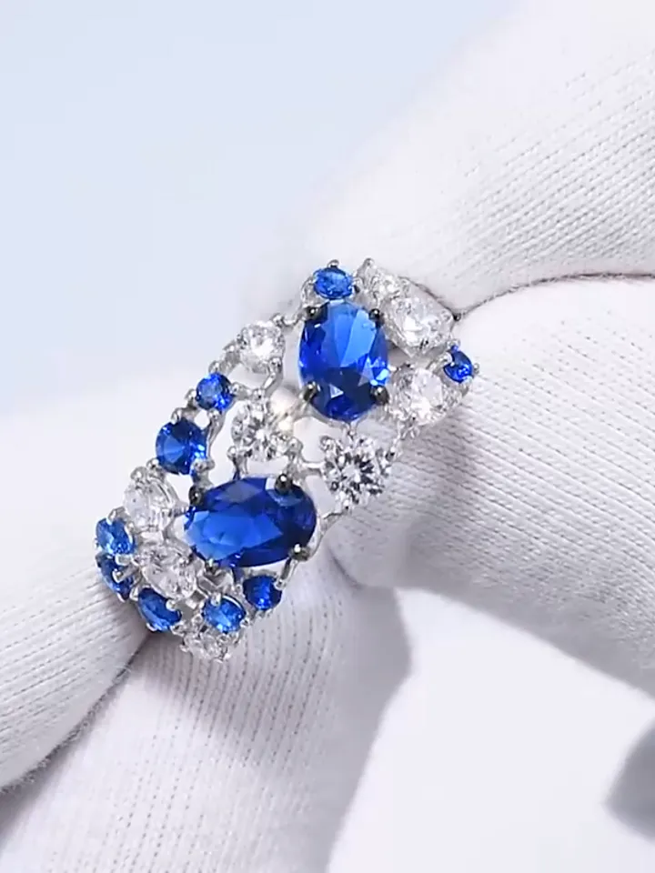 Silver ring for women 925 assay value with cubic zirconia stones, silver