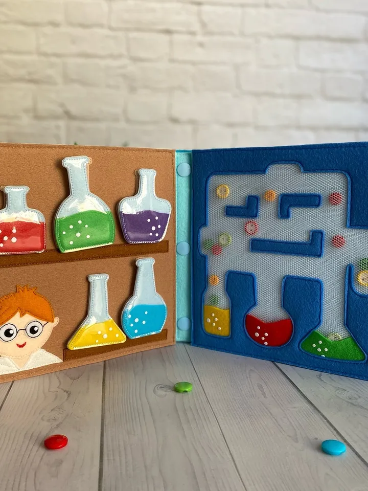 Quiet Book and Montessori toy for baby. A scientific book for children from 1 to 3 years old. Educational book