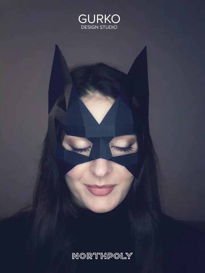 Cat Mask Papercraft, Digital Template, PDF Download, Gurko, 3D Low Poly Animal Mask, DIY Origami, Pepakura, Paper Mask, DIY Costume