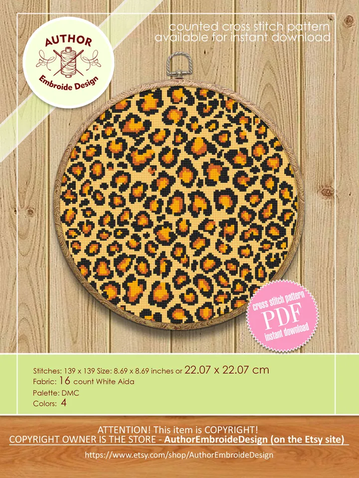 Leopard background cross stitch pattern PDF Animal skin pattern design, Leopard print Instant download PDF, Modern cross stitch chart #K7
