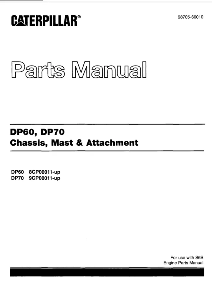 CAT DP70 FORKLIFT CATERPILLAR ENGINE PARTS MANUAL
