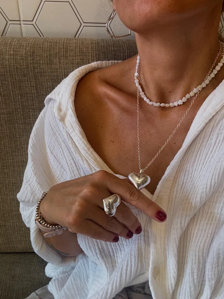 Sterling silver big heart pendant necklace / handmade jewellery/ silver jewellery