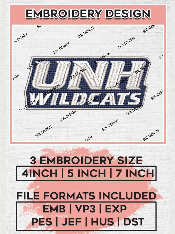 NCAA UNH Wildcats Team Logo Word embroidery designs, NCAA New Hampshire Wildcats Logo Machine embroidery files, NCAA Team Logo embroidery designs, NCAA Game Day Machine embroidery designs, Digital Download