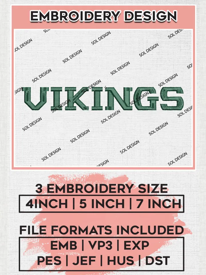 NCAA Vikings Team Writing Logo Embroidery Design Files, NCAA Portland State Vikings Machine Embroidery, NCAA Teams, 3 sizes, NCAA Machine embroidery designs, Digital Download