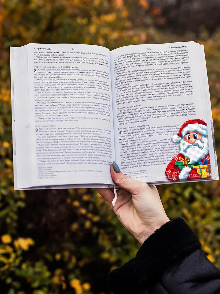 Christmas corner bookmark cross stitch pattern PDF download Santa cross stitch chart, Christmas bookmark pattern digital PDF, New year #B391