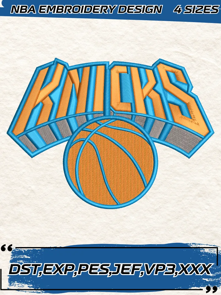 Logo New York Knicks Embroidery Designs,NBA Logo Embroidery Files, Machine Embroidery Design File, 4 Sizes,Digital Download