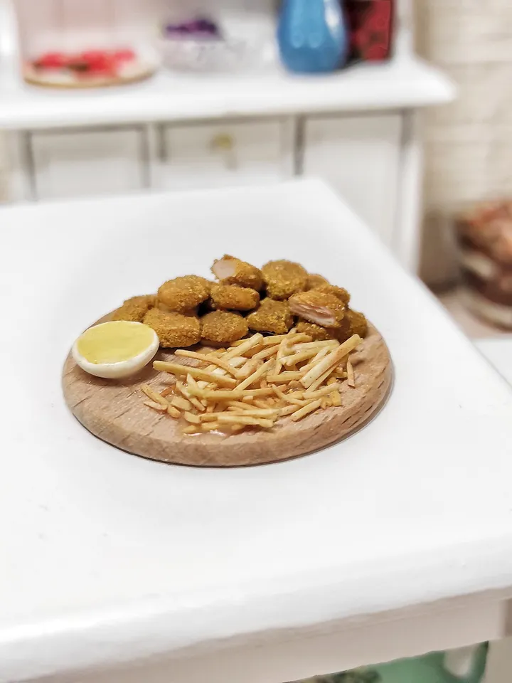 Fast food made of polymer clay, food for dolls, ideal for gifts, dollhouse miniature, fast food for dolls, mini food