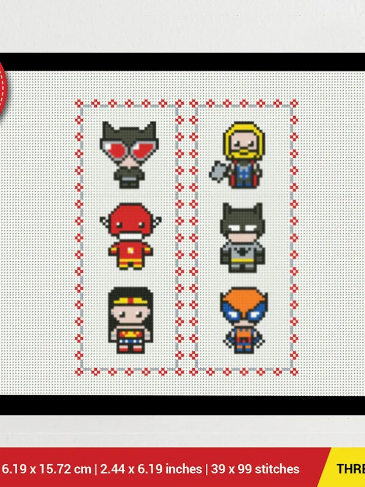 SuperHero 2 Bookmarks Bundle Cross stitch pattern | Embroidery Pattern | Instant Download | Embroidery Designs