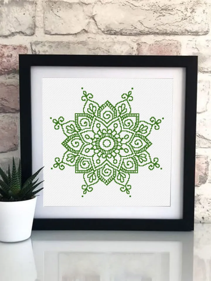 Mandala set cross stitch pattern download PDF Monochrome mandala cross stitch chart, Mandala ornament embroidery, Home decor Mandala PDF #S9