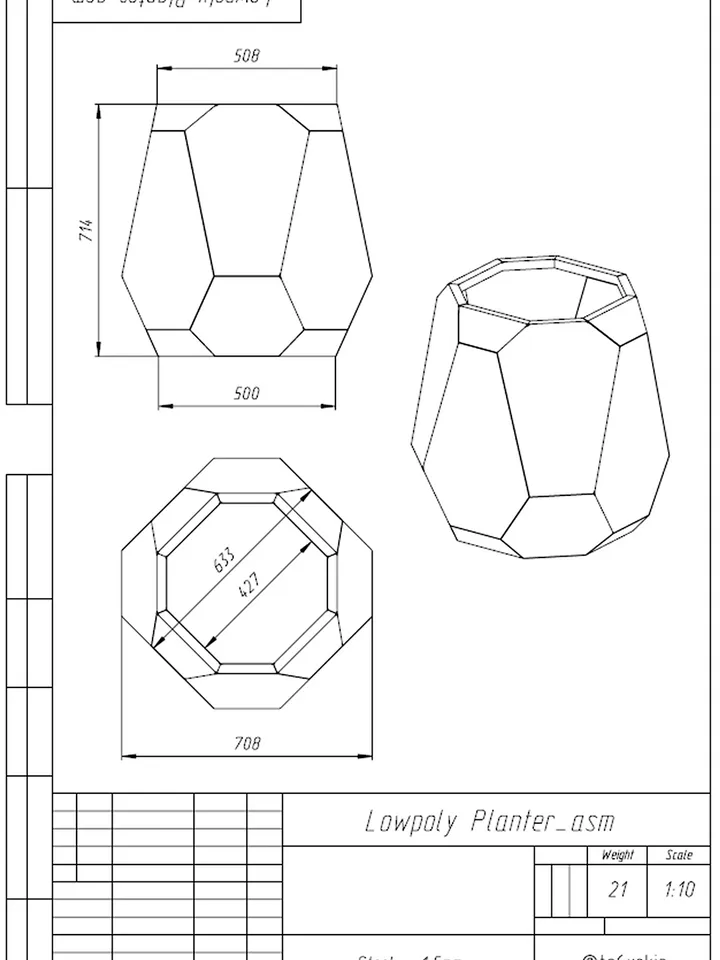 Welding Project Plans Drawings Planter 2 (DXF, PDF)