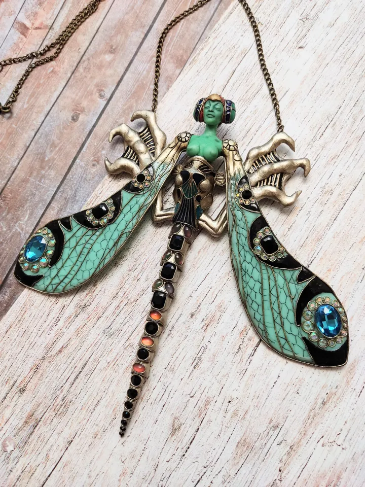 Necklace "Running dragonfly" based on Rene Lalique