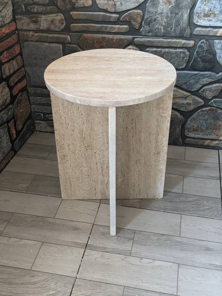 Travertine Marble side table, end table, italian marble 100% handmade, coffe table
