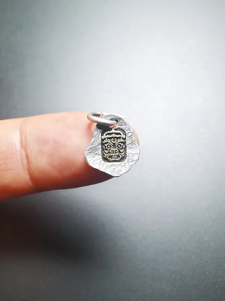 Gandhanra Tibetan Buddhist Amulet Pendant,Shri Devi,Drashi Lhamo,Zashi Lhamo,Buddhist Protector,Sterling Silver Gold Plated,Tibetan Jewelry