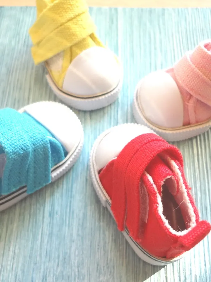 Blue textile shoes for Wellie Wisher Doll – 4.5cm sole length - Or any other doll – Christmas gift idea