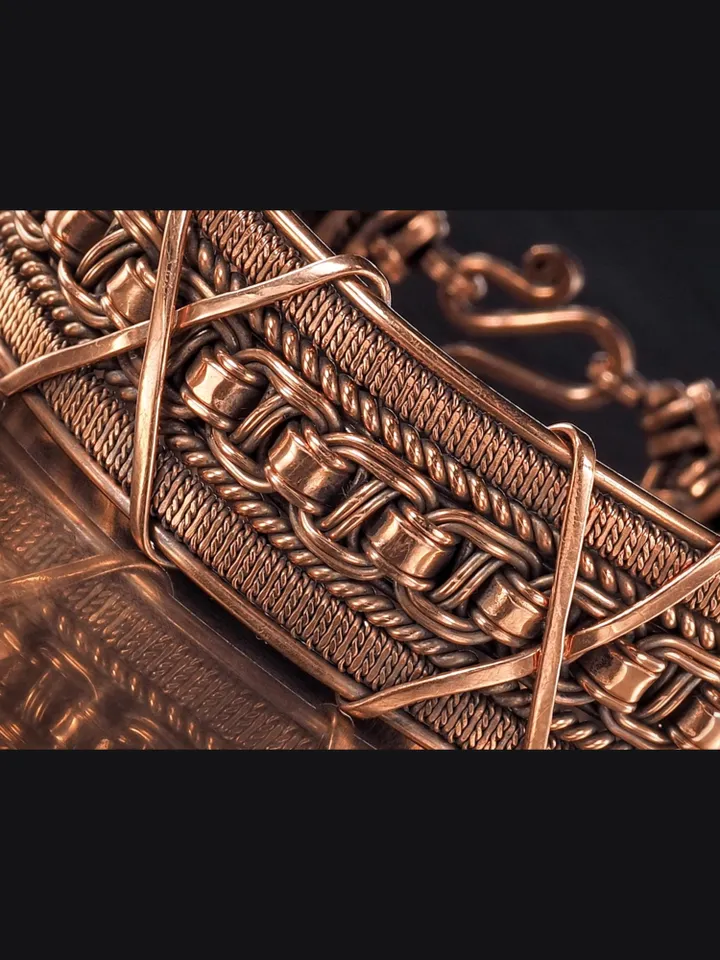 Woven copper wire bracelet Antique style handcrafted copper jewelry Unique gift