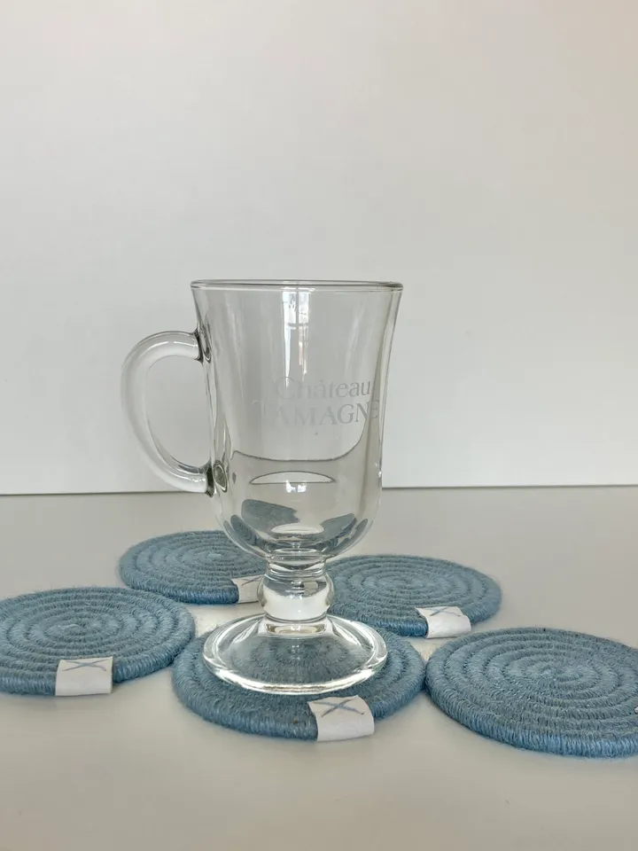 Light blue coaster Rope coaster Set of 5 jute coasters