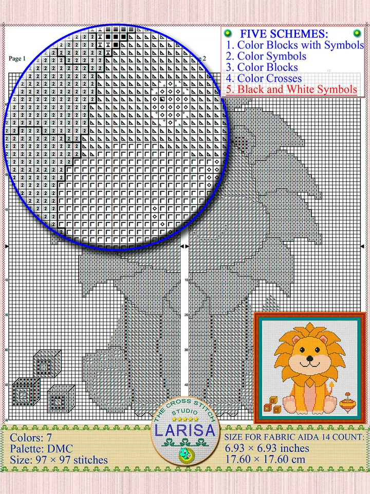 Lion Cub Cross Stitch Pattern | Delightful King of Beasts Design