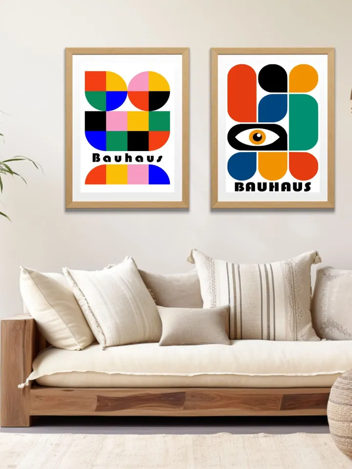 Bauhaus poster set of 15 premium printable wall art prints mid century modern minimalist abstract geometric bundle digital download poster