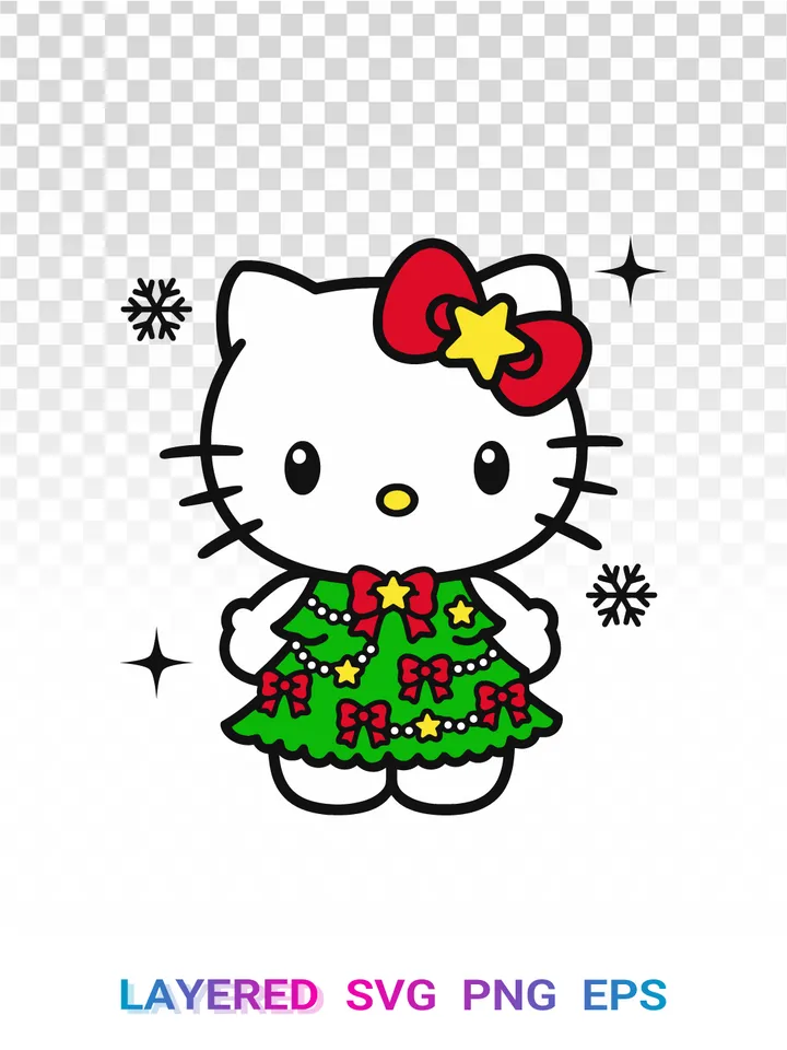 π Hello Kitty Christmas Tree Dress SVG PNG, Sanrio Holiday