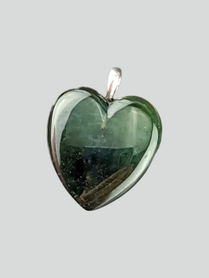 Dark Green Jade Heart Pendant.