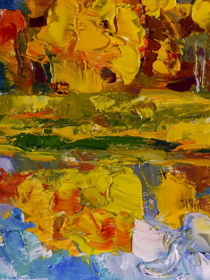 Autumn Landscape Original Painting Lake Mountain Grand Teton National Park