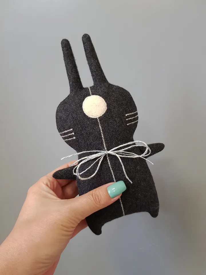 Black rabbit Sewing Pattern PDF, digital tutorial in english, Halloween Doll diy
