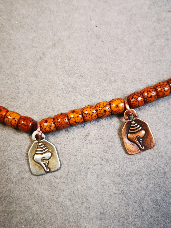 Gandhanra Handmade Mala Counter, Divine Conch Pendant, Prayer Beads Accessories,Made of Cold Iron