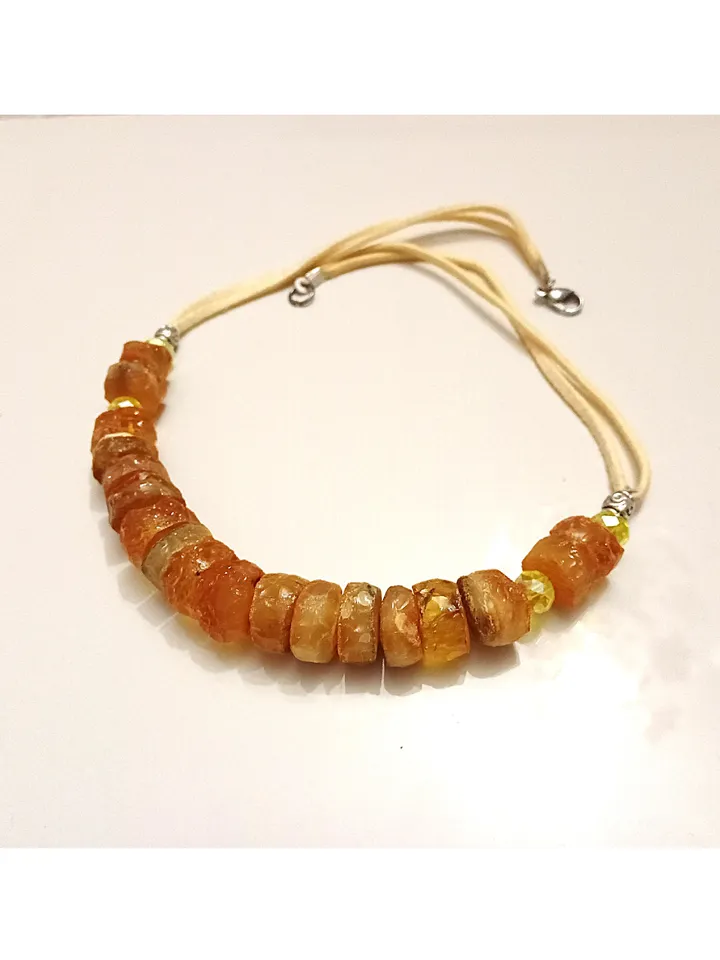 Amber Necklace Yellow Healing Stone Jewelry for Women Genuine Raw Baltic Amber Choker Beads Necklace Velvet Cord for peace of mind, health thyroid, pain relief.