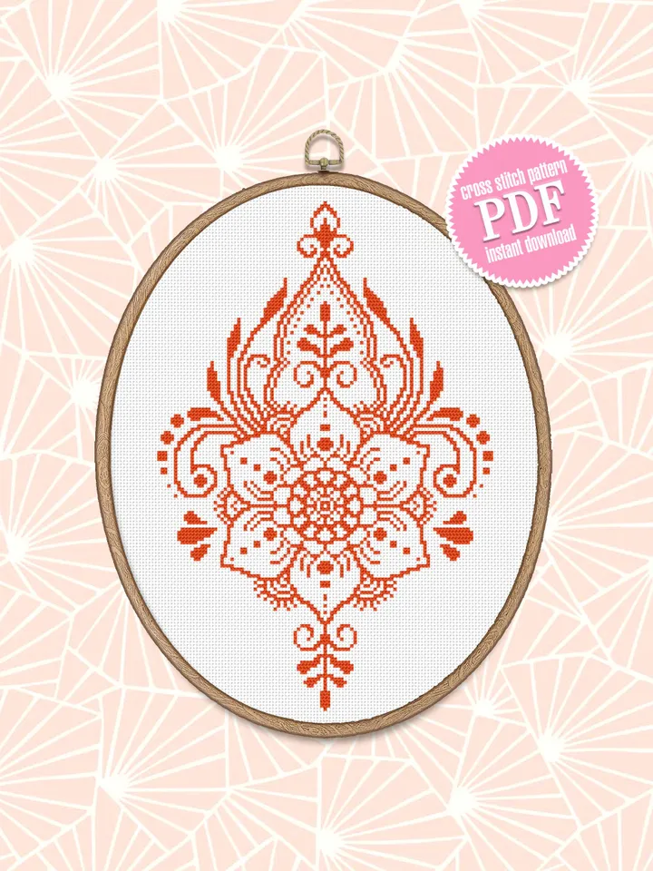 Mandala set cross stitch pattern download PDF, Monochrome mandala embroidery, Floral ornament cross stitch chart, Mandala digital PDF #S28