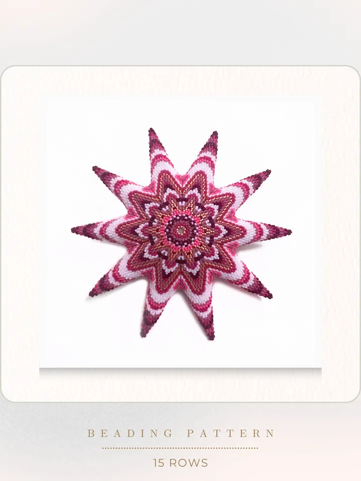 2-Drop Peyote Star Pattern, Magnolia, Beaded Star Tutorial 15 rows