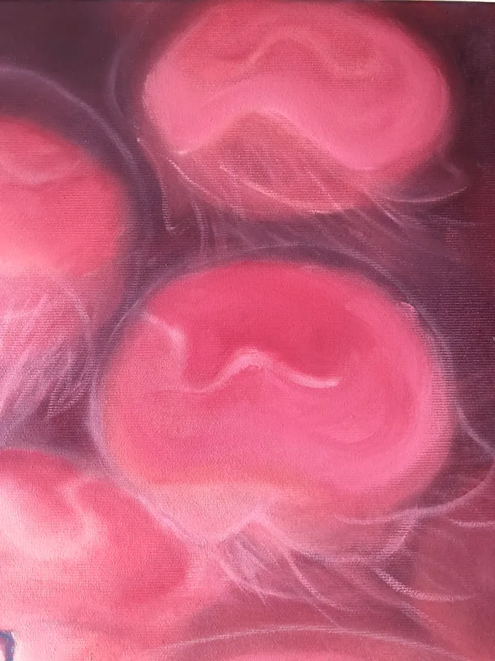 Pink Jellyfish Painting Girl Oil Artwork