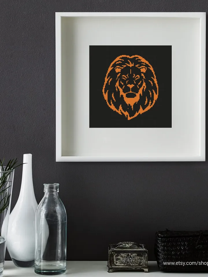 Lion silhouette Cross stitch pattern | Embroidery Pattern | Instant Download | Embroidery Designs